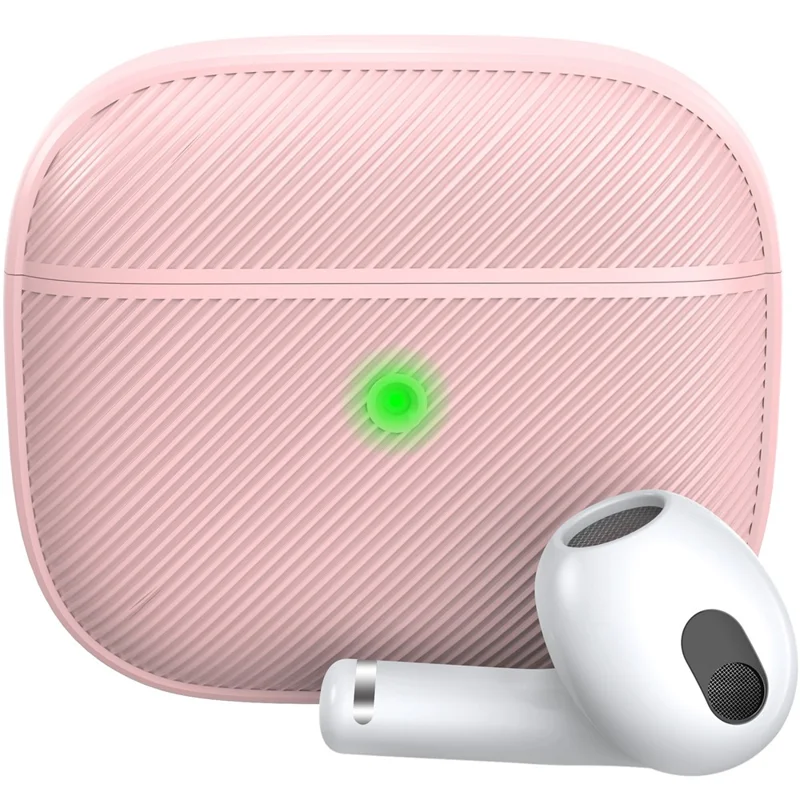 AHASTYLE PT177 For Apple AirPods 3 Stripe Design Bluetooth-compatible Earphone Drop-proof Cover  Splittable Soft Silicone Protective Case - Pink