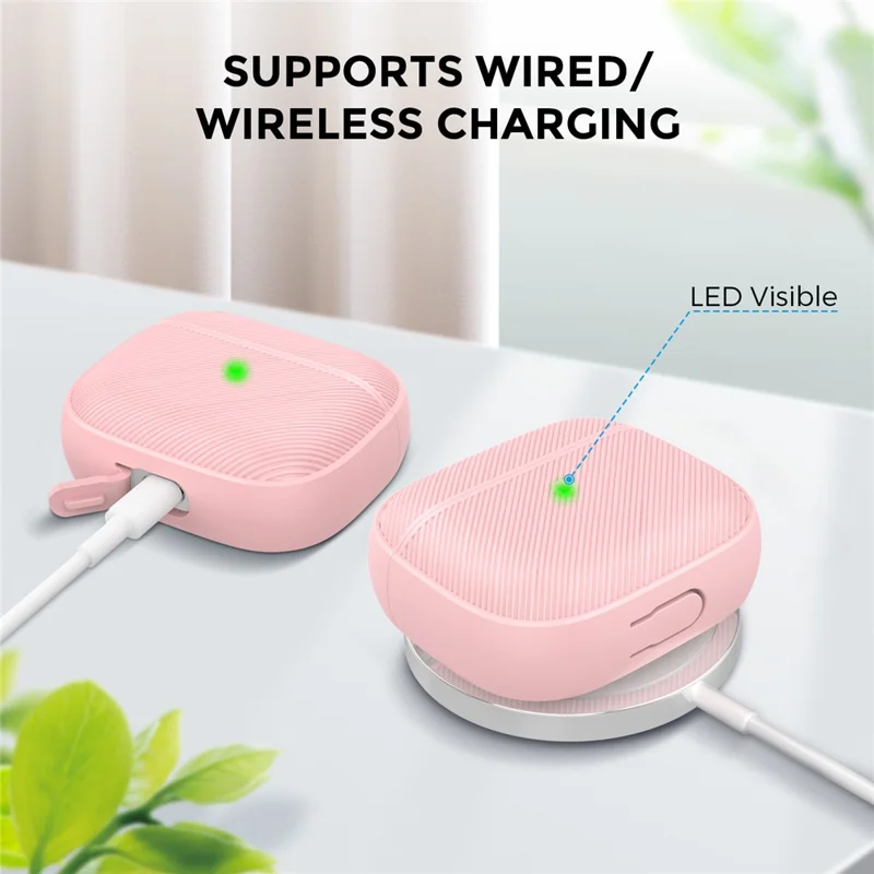 AHASTYLE PT177 For Apple AirPods 3 Stripe Design Bluetooth-compatible Earphone Drop-proof Cover  Splittable Soft Silicone Protective Case - Pink
