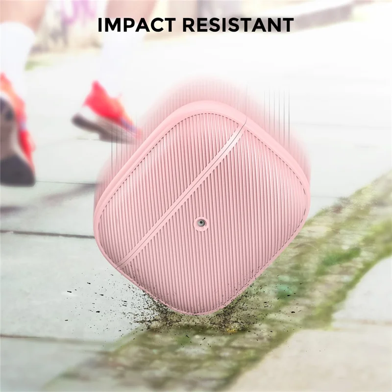 AHASTYLE PT177 For Apple AirPods 3 Stripe Design Bluetooth-compatible Earphone Drop-proof Cover  Splittable Soft Silicone Protective Case - Pink