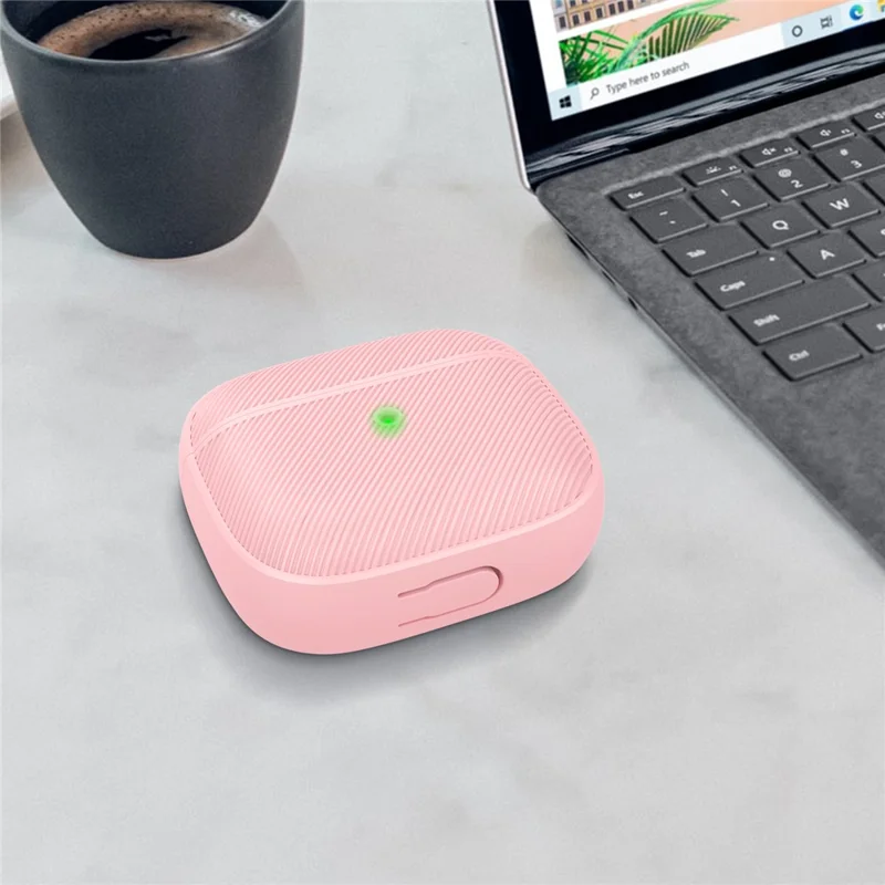 AHASTYLE PT177 For Apple AirPods 3 Stripe Design Bluetooth-compatible Earphone Drop-proof Cover  Splittable Soft Silicone Protective Case - Pink