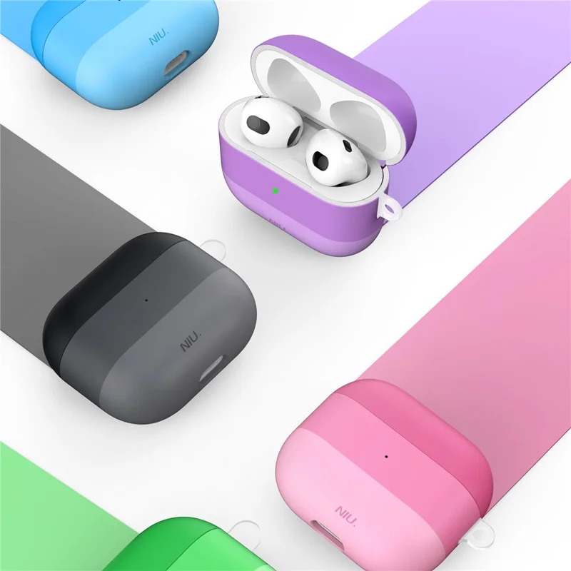 AHASTYLE PT-LC142-3-GT Custodia protettiva TPU per Apple AirPods 3, con rivestimento IMD, colore a gradiente, resistente alle cadute, divisibile, compatibile con Bluetooth - Verde gradiente