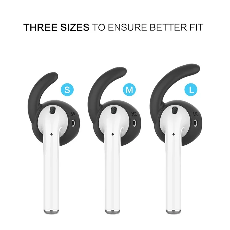 AHASTYLE PT60 3 Pairs S / M / L Size Earhook Eartips for Apple AirPods 1 / 2, Soft Silicone Earphone Anti-lost Anti-slip Earbuds Cover - Black