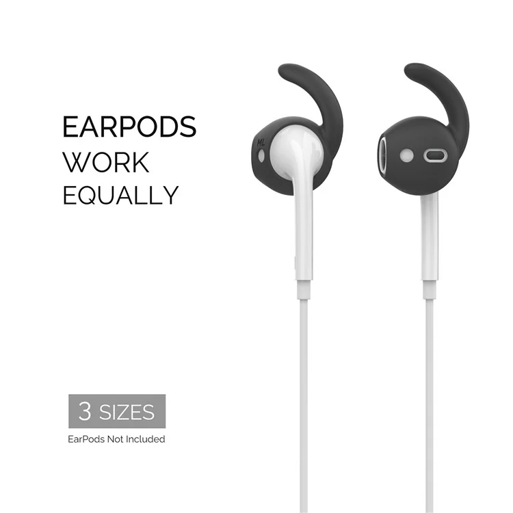 AHASTYLE PT60 3 Pairs S / M / L Size Earhook Eartips for Apple AirPods 1 / 2, Soft Silicone Earphone Anti-lost Anti-slip Earbuds Cover - Black