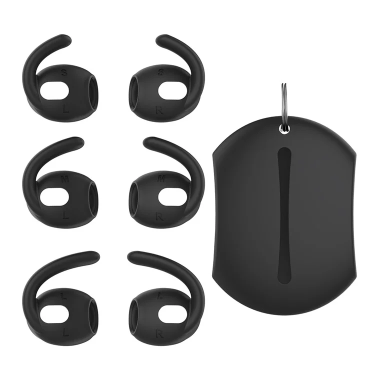 AHASTYLE PT60-3 3 Pares de Tamanho S / M / L Fone de Ouvido In-ear Eartips para Apple AirPods 3, Capa de Silicone Macio Anti-perda Earhook Earbuds - Preto