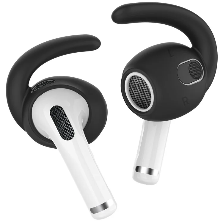 AHASTYLE PT60-3 3 Pares de Tamanho S / M / L Fone de Ouvido In-ear Eartips para Apple AirPods 3, Capa de Silicone Macio Anti-perda Earhook Earbuds - Preto