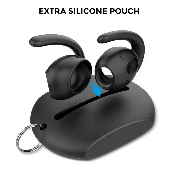 AHASTYLE PT60-3 3 Pares de Tamanho S / M / L Fone de Ouvido In-ear Eartips para Apple AirPods 3, Capa de Silicone Macio Anti-perda Earhook Earbuds - Preto