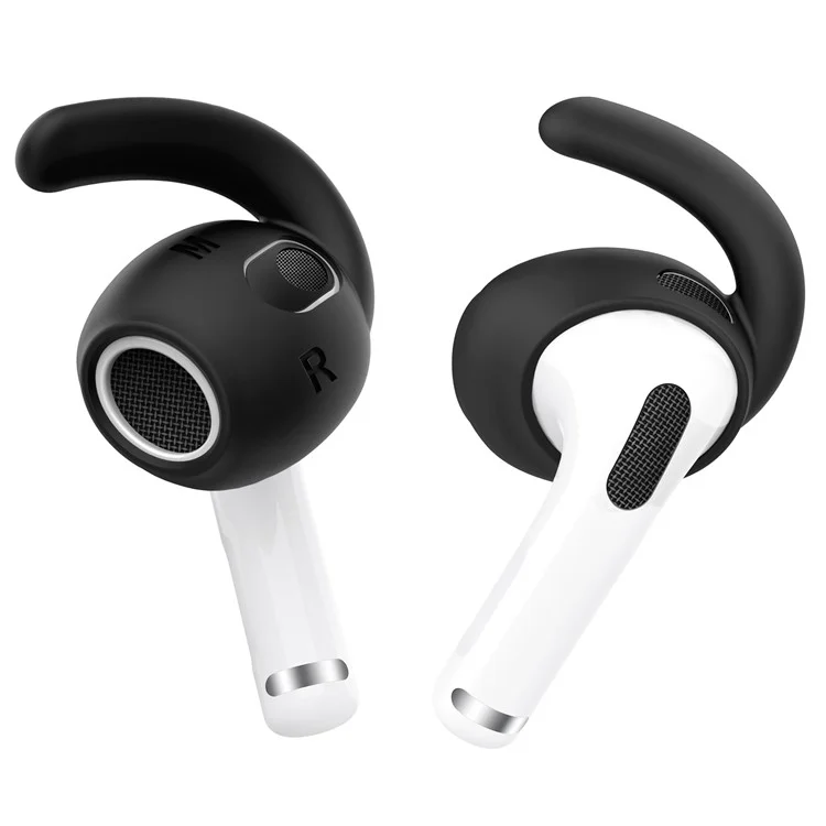 AHASTYLE PT60-3 Анти-потерянные ушные крючки для AirPods Pro 3 Анти-скользящие ушные крючки 3 пары силиконовых насадок для ушей с коробкой для хранения (размер: M) - Черный