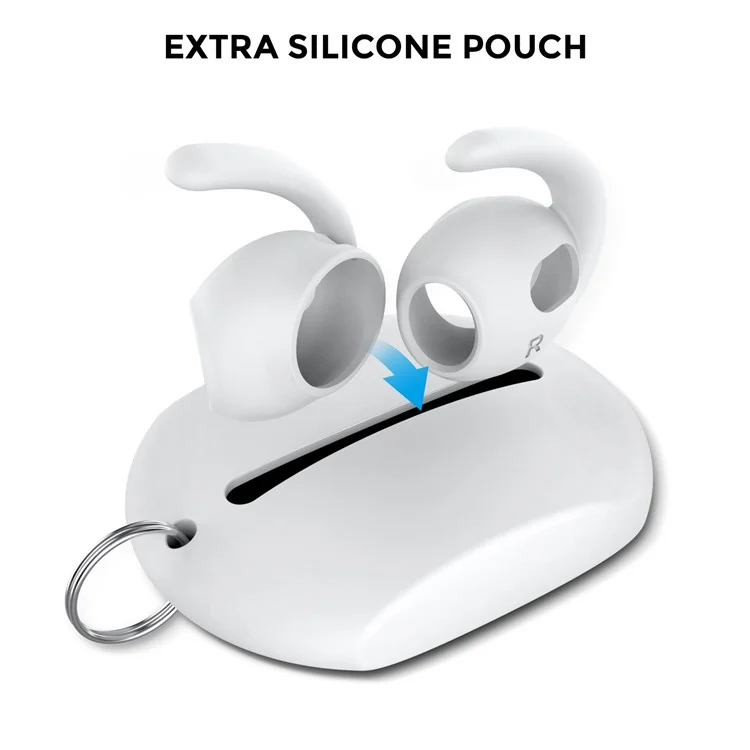 AHASTYLE PT60-3 3 Pairs Ear Hooks for AirPods 3 Anti-Skid Earhook Design Silicone Ear Tips with Storage Box (Size: S) - White