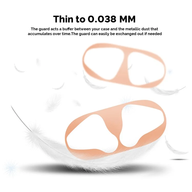 AHASTYLE PT68 pour Apple AirPods Pro / Pro 2 Écouteurs Sticker Étui de Charge Feuille Métallique Nickel Anti-poussière Décalcomanie - Rose Gold