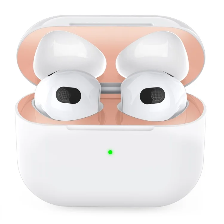 AHASTYLE PT68-3 Dustproof Sticker for Apple AirPods 3, Earphone Charging Case Ultra Thin Metal Nickel Sheet Decal - Rose Gold