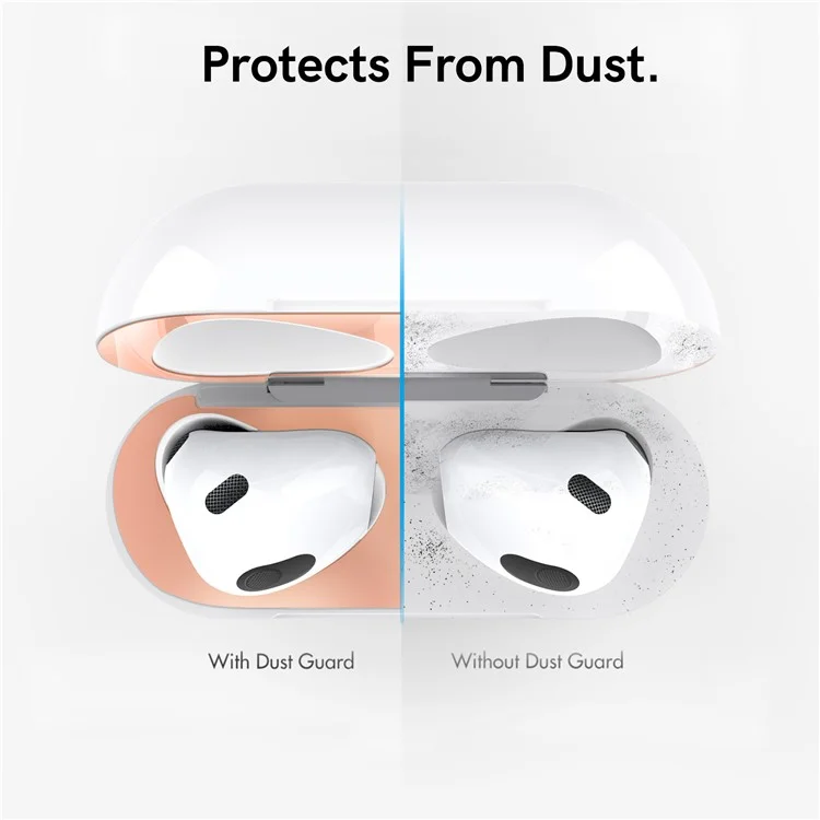 AHASTYLE PT68-3 Dustproof Sticker for Apple AirPods 3, Earphone Charging Case Ultra Thin Metal Nickel Sheet Decal - Rose Gold