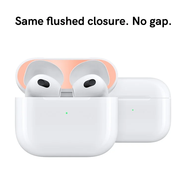 AHASTYLE PT68-3 Dustproof Sticker for Apple AirPods 3, Earphone Charging Case Ultra Thin Metal Nickel Sheet Decal - Rose Gold