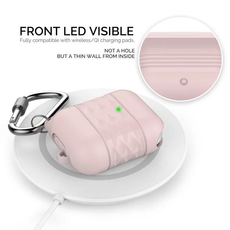 AHASTYLE PT-79 Kompatibel mit Apple AirPods 1. / 2. Generation Ladetasche Schutzhülle Spritzwassergeschützt Silikon Schutzhülle mit Karabiner – Pink