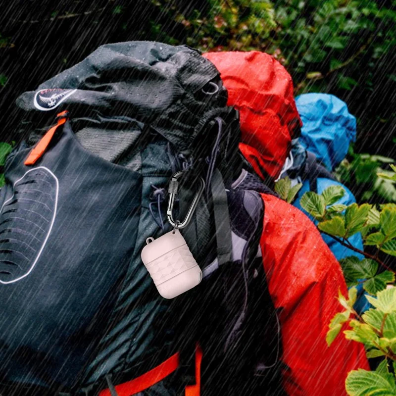 AHASTYLE PT-79 Kompatibel mit Apple AirPods 1. / 2. Generation Ladetasche Schutzhülle Spritzwassergeschützt Silikon Schutzhülle mit Karabiner – Pink