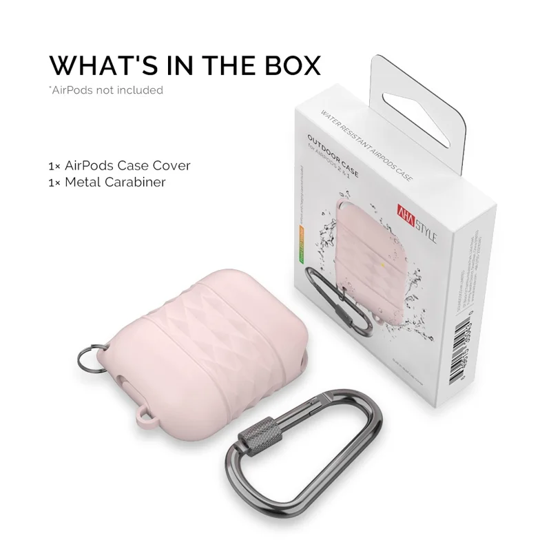 AHASTYLE PT-79 Kompatibel mit Apple AirPods 1. / 2. Generation Ladetasche Schutzhülle Spritzwassergeschützt Silikon Schutzhülle mit Karabiner – Pink