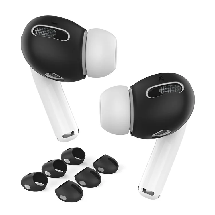 Ahastyle Pt76-pro 3 Paare Für Apple Airpods Pro Ohrhörer Weiche Silikonhülle Schlanke Ohrhörer Abdeckung - Schwarz