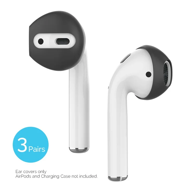 Ahastyle PT76 Pour Apple AirPods With Charging Case (2016) / (2019) Silicone Ear Hooks 3 Paires - Noir