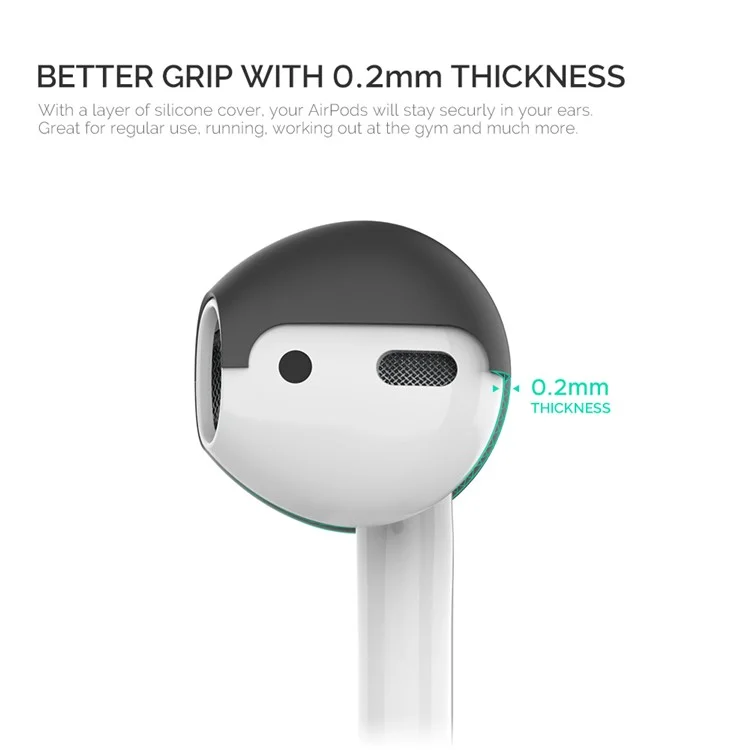 AHASTYLE PT76 для Apple AirPods с зарядным чехлом (2016) / (2019) Силиконовые крючки для ушей 3 пары Противоскользящие накладки на уши Ультратонкие насадки для ушей - черные