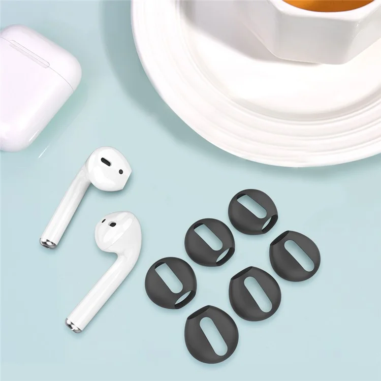 Ahastyle PT76 Para Apple AirPods Con Estuche de Carga (2016) /(2019) Silicone Ear Hooks 3 Pares Puntas de Orejas de la Oreja Antideslizante - Negro