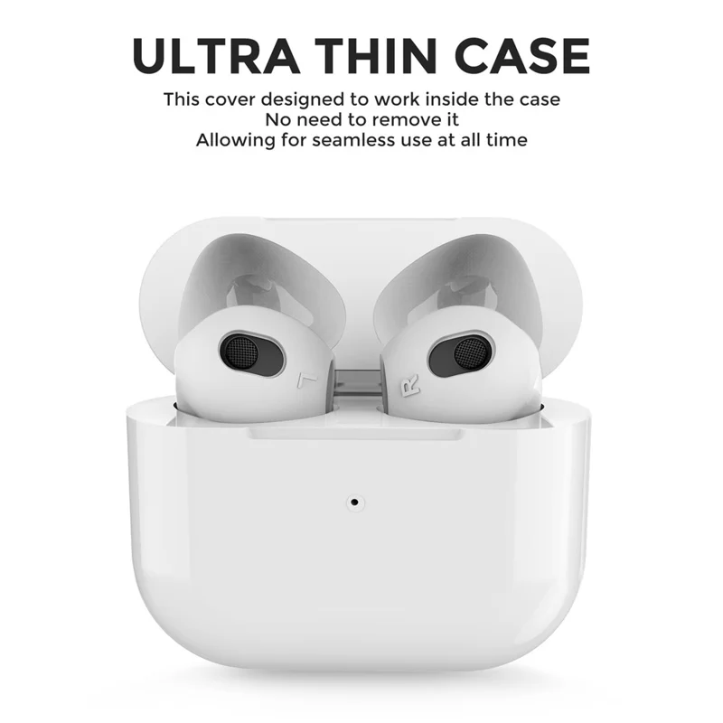 AHASTYLE PT76-3 Silicone Ear Cover for Apple AirPods 3 Slim Ear Hooks 3 Pairs Ultra-Thin Ear Tips - White