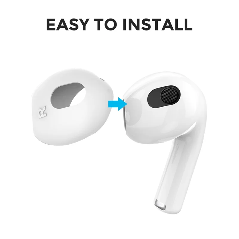 AHASTYLE PT76-3 Silicone Ear Cover for Apple AirPods 3 Slim Ear Hooks 3 Pairs Ultra-Thin Ear Tips - White