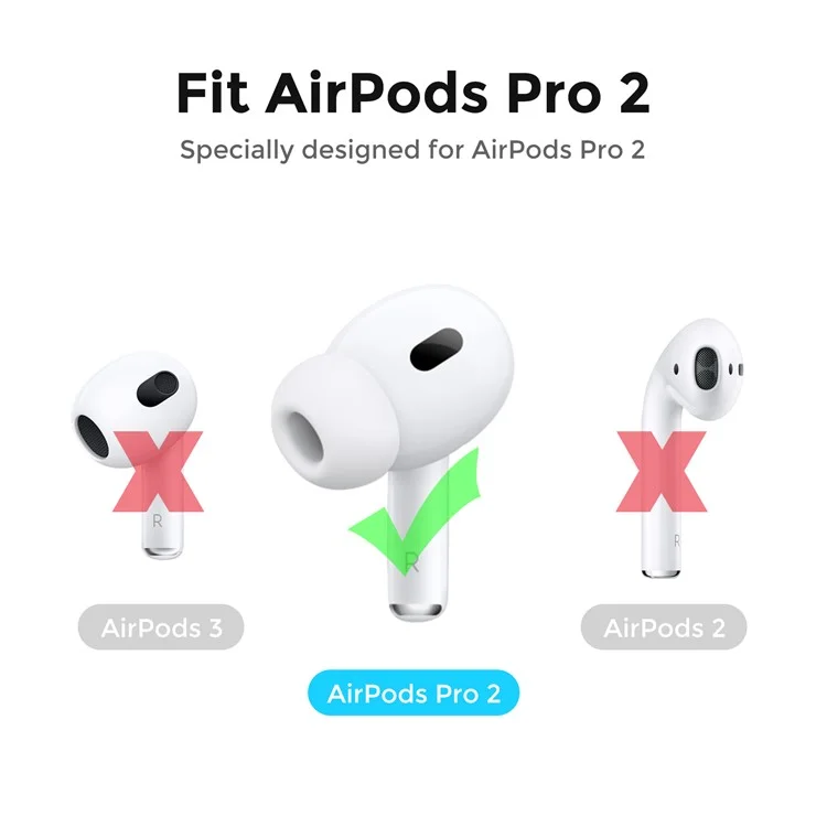 AHASTYLE PT76-PRO2 Coperchio Auricolare Ultra-sottile Per AirPods Pro 2 Ganci Auricolari Slim Slim 3 Paia Punte Auricolari Leggere - Nero