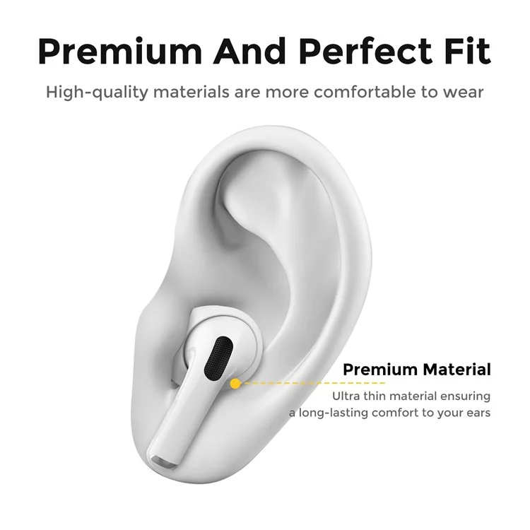 Ahastyle Pt76-pro2 Ultra-dünner Ohrbedeckung Für Airpods Pro 2 Silikon Slim Ohrhaken 3 Paare Leichte Ohrspitzen - Weiss