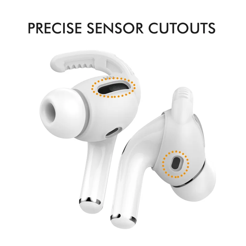 AHASTYLE PT-100 Silicone Ear Cover for Apple AirPods Pro Anti-Skid Ear Hooks 1 Pair Anti-Lost Ear Tips - White / M