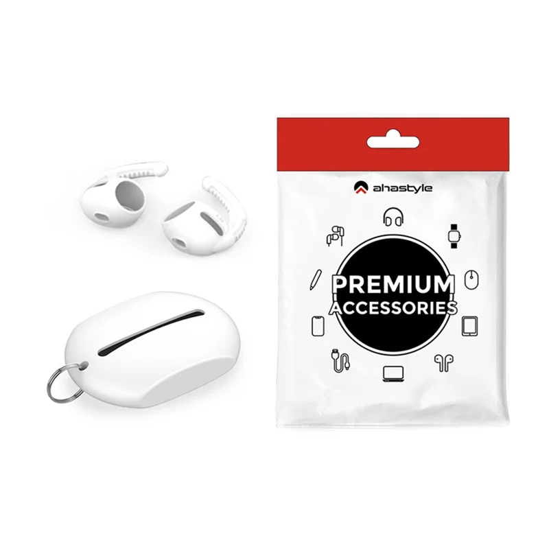 AHASTYLE PT-100 Silicone Ear Cover for Apple AirPods Pro Anti-Skid Ear Hooks 1 Pair Anti-Lost Ear Tips - White / M
