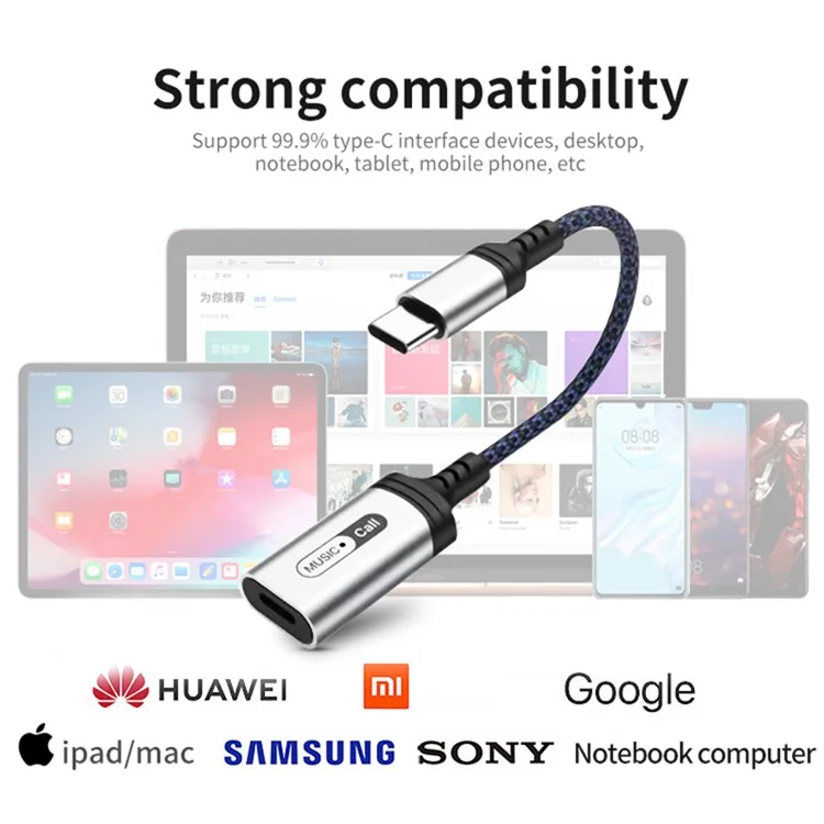 MH-306 USB C to 8 Pin Audio Adapter for iPad Pro Air 2022 / MacBook Air Type C to iOS Headphone Call Converter Cable - Grey