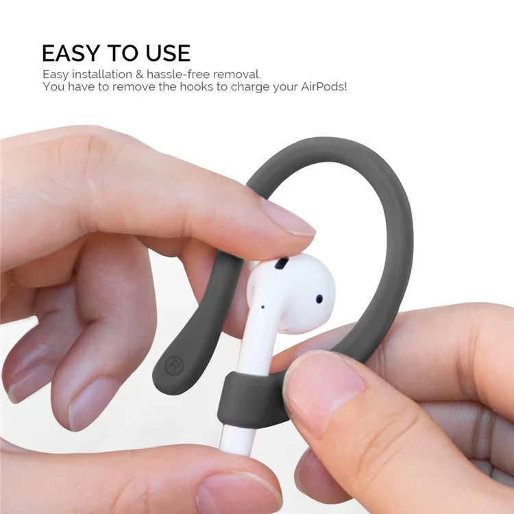 AHASTYLE PT78-M Ear Hooks for Apple AirPods with Charging Case (2016) / (2019) / AirPods with Wireless Charging Case (2019) / AirPods Pro / Pro 2 - Grey