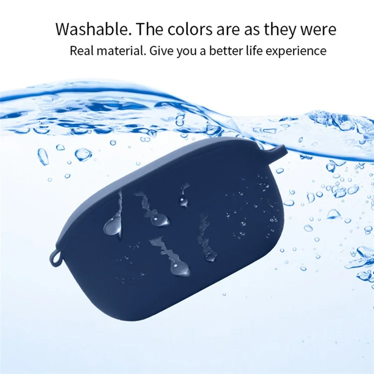 For JBL WAVE 100TWS Portable Bluetooth-compatible Earphone Silicone Case Earbud Protective Cover with Anti-loss Buckle - Black