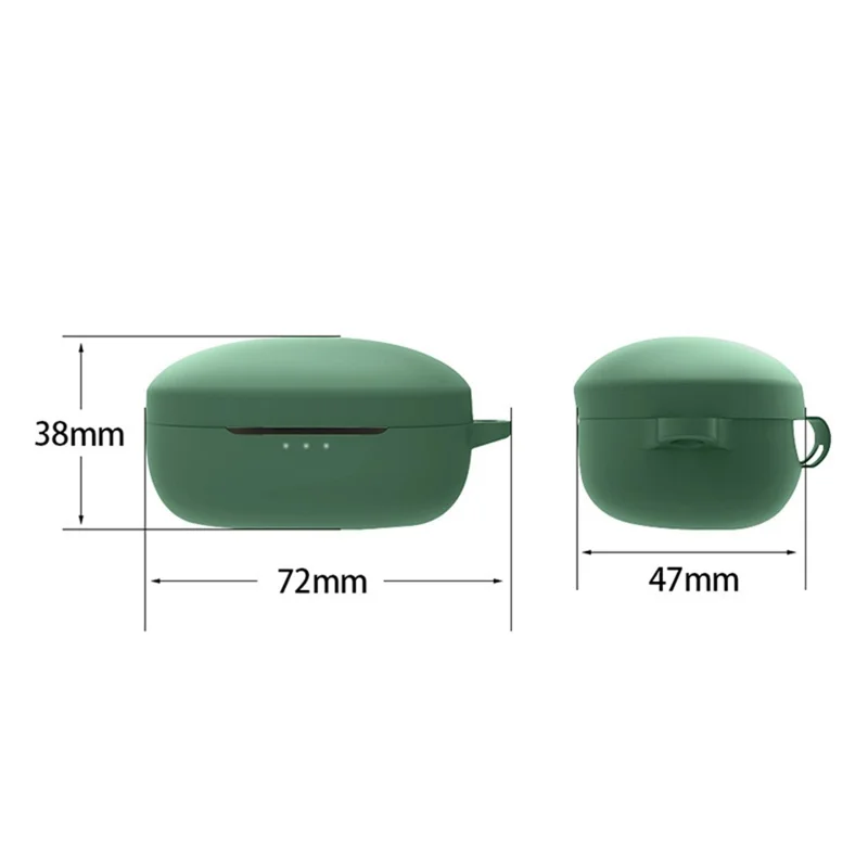 For Anker SoundCore Life P2 Mini Wireless Earphone Case Silicone Protector Cover with Anti-loss Buckle - Blackish Green