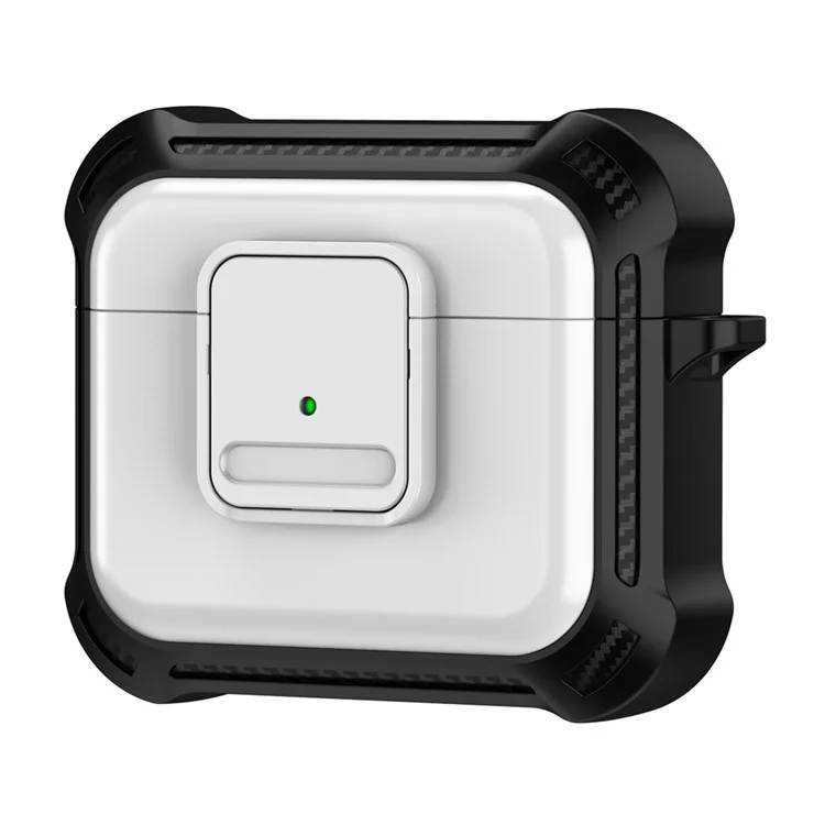 For Apple AirPods 3 Bluetooth-compatible Earphone Drop-proof Cover TPU+PC Protective Case with Pressing Button - White