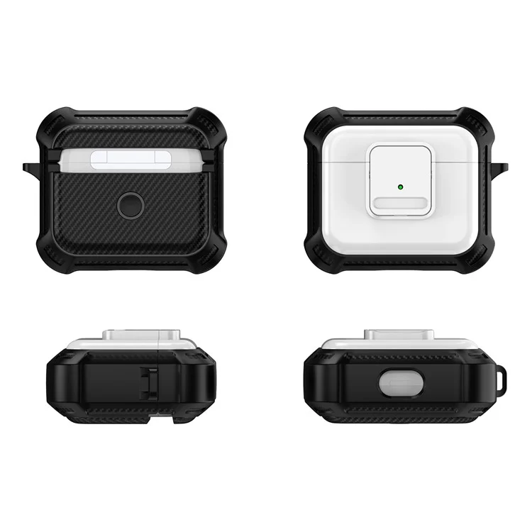 For Apple AirPods 3 Bluetooth-compatible Earphone Drop-proof Cover TPU+PC Protective Case with Pressing Button - White