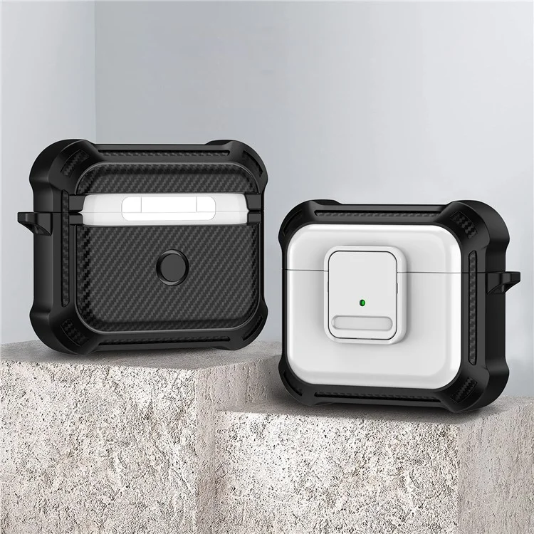 For Apple AirPods 3 Bluetooth-compatible Earphone Drop-proof Cover TPU+PC Protective Case with Pressing Button - White