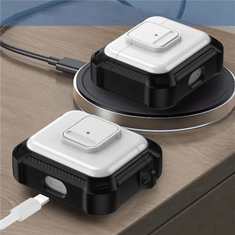 For Apple AirPods 3 Bluetooth-compatible Earphone Drop-proof Cover TPU+PC Protective Case with Pressing Button - White