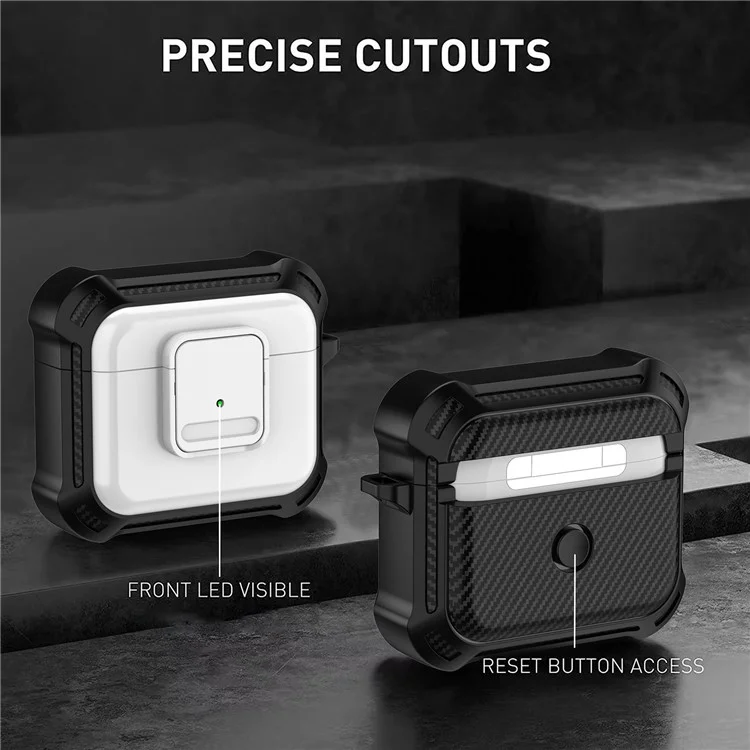 For Apple AirPods 3 Bluetooth-compatible Earphone Drop-proof Cover TPU+PC Protective Case with Pressing Button - White