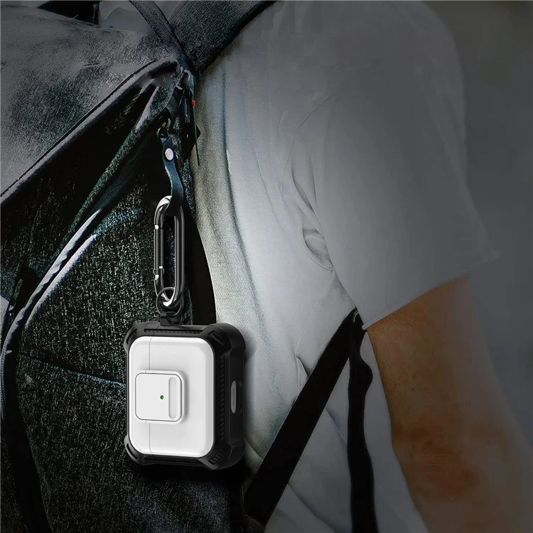 For Apple AirPods 3 Bluetooth-compatible Earphone Drop-proof Cover TPU+PC Protective Case with Pressing Button - White