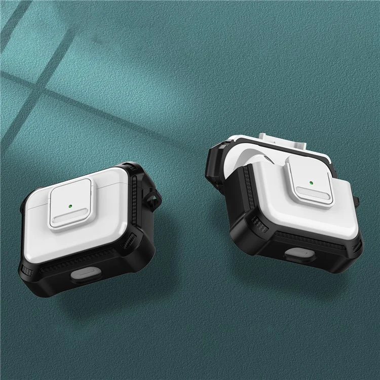For Apple AirPods 3 Bluetooth-compatible Earphone Drop-proof Cover TPU+PC Protective Case with Pressing Button - White
