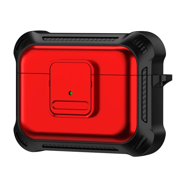Pour AirPods Pro 2 Drop-proof Earphone Cover TPU+PC Shockproof Case with Pressing Button - Red