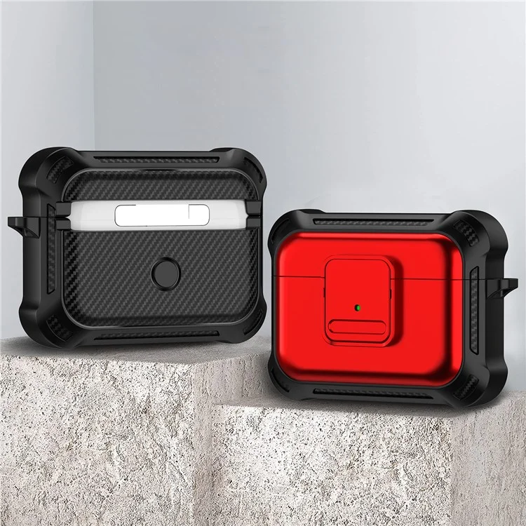 Pour AirPods Pro 2 Drop-proof Earphone Cover TPU+PC Shockproof Case with Pressing Button - Red