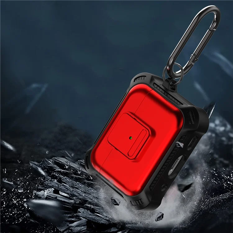 Pour AirPods Pro 2 Drop-proof Earphone Cover TPU+PC Shockproof Case with Pressing Button - Red