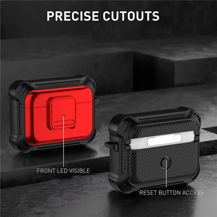 Pour AirPods Pro 2 Drop-proof Earphone Cover TPU+PC Shockproof Case with Pressing Button - Red