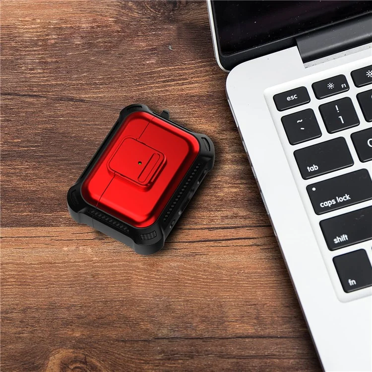Pour AirPods Pro 2 Drop-proof Earphone Cover TPU+PC Shockproof Case with Pressing Button - Red