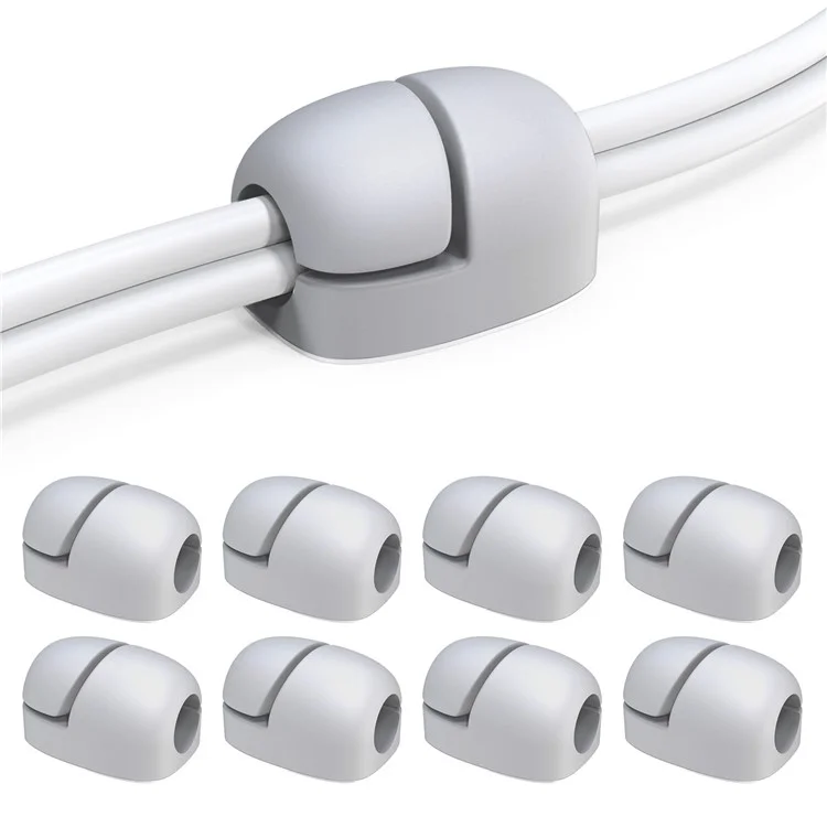 AHASTYLE LC01 8 piezas Organizador de cables de silicona autoadhesivo Soporte para fijación de cables de datos Organizador de cables de escritorio - Gris