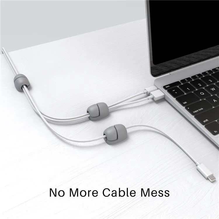 AHASTYLE LC01 8 piezas Organizador de cables de silicona autoadhesivo Soporte para fijación de cables de datos Organizador de cables de escritorio - Gris