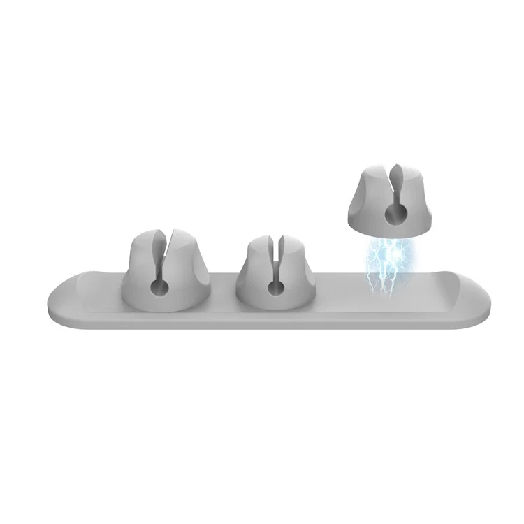 AHASTYLE PT-CY15 Magnet Desktop Line Clip Mobile Phone Wire Management Data Charging Cable Organizer Holder Silicone Cable Winder - Grey