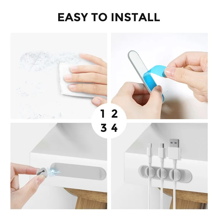AHASTYLE PT-CY15 Magnet Desktop Line Clip Mobile Phone Wire Management Data Charging Cable Organizer Holder Silicone Cable Winder - Grey