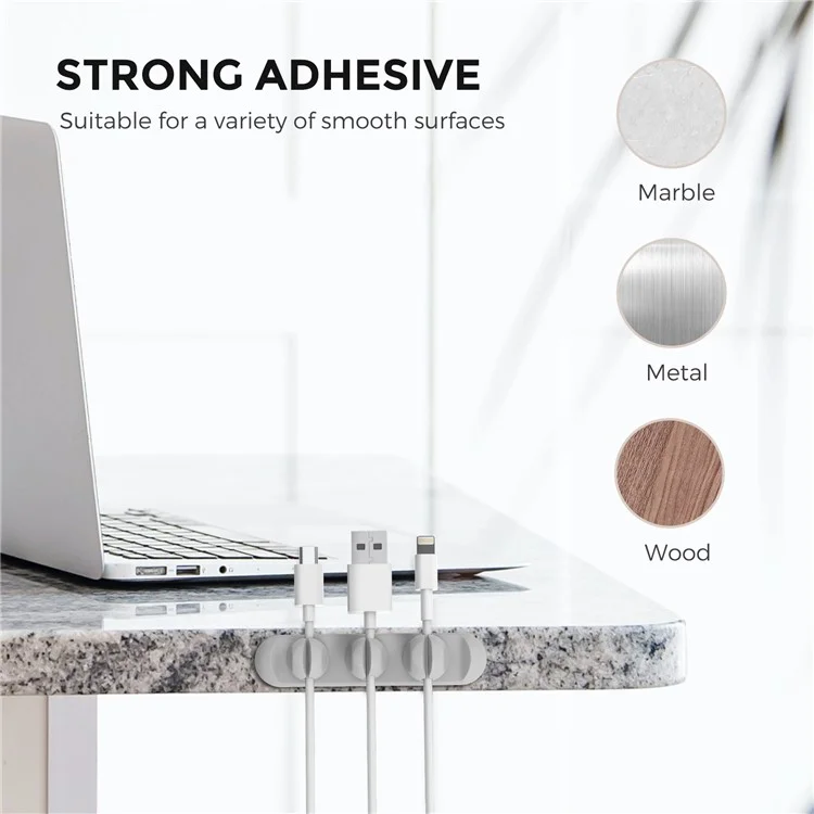 AHASTYLE PT-CY15 Magnet Desktop Line Clip Mobile Phone Wire Management Data Charging Cable Organizer Holder Silicone Cable Winder - Grey